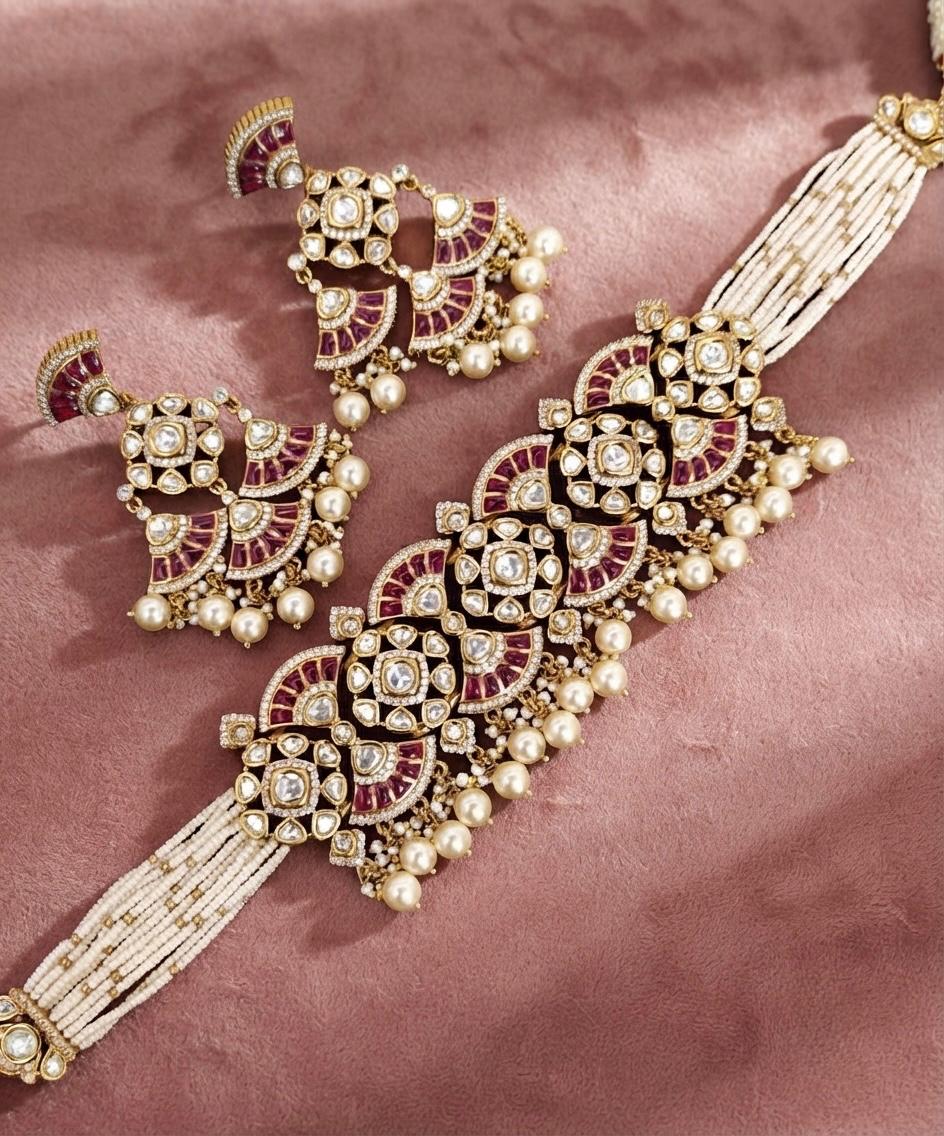 Pearl Kundan Choker Necklace