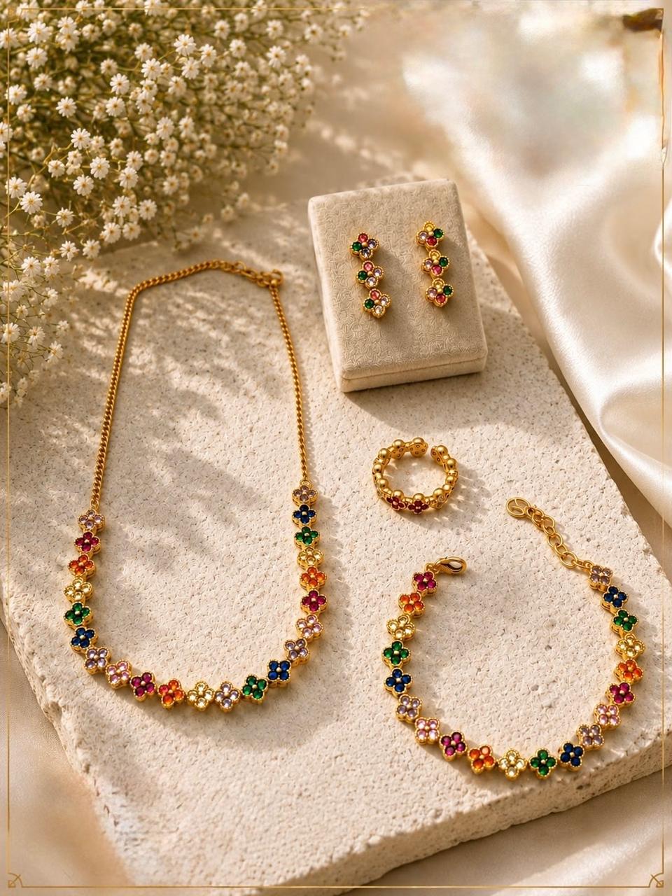 Rainbow Bloom Floral Necklace