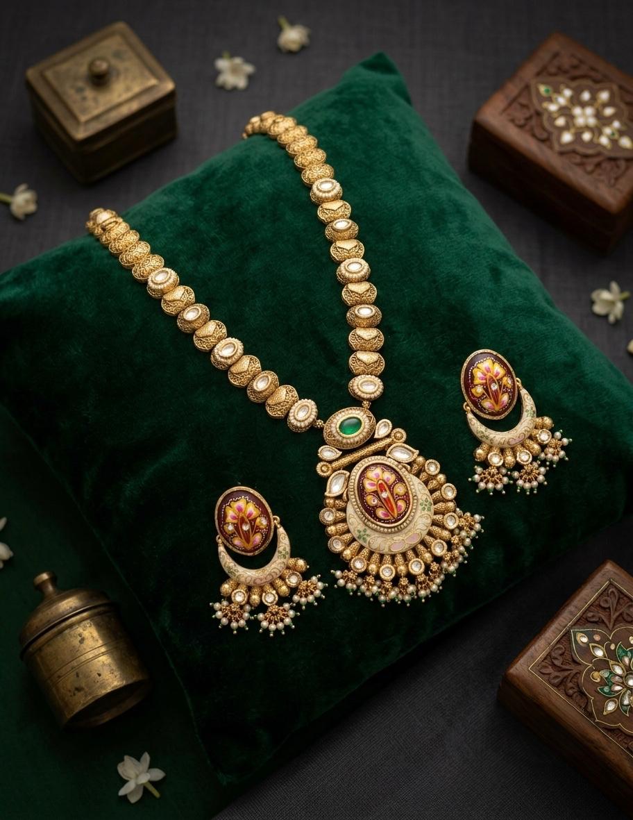 Rajwadi Meena Traditional  Long Necklace