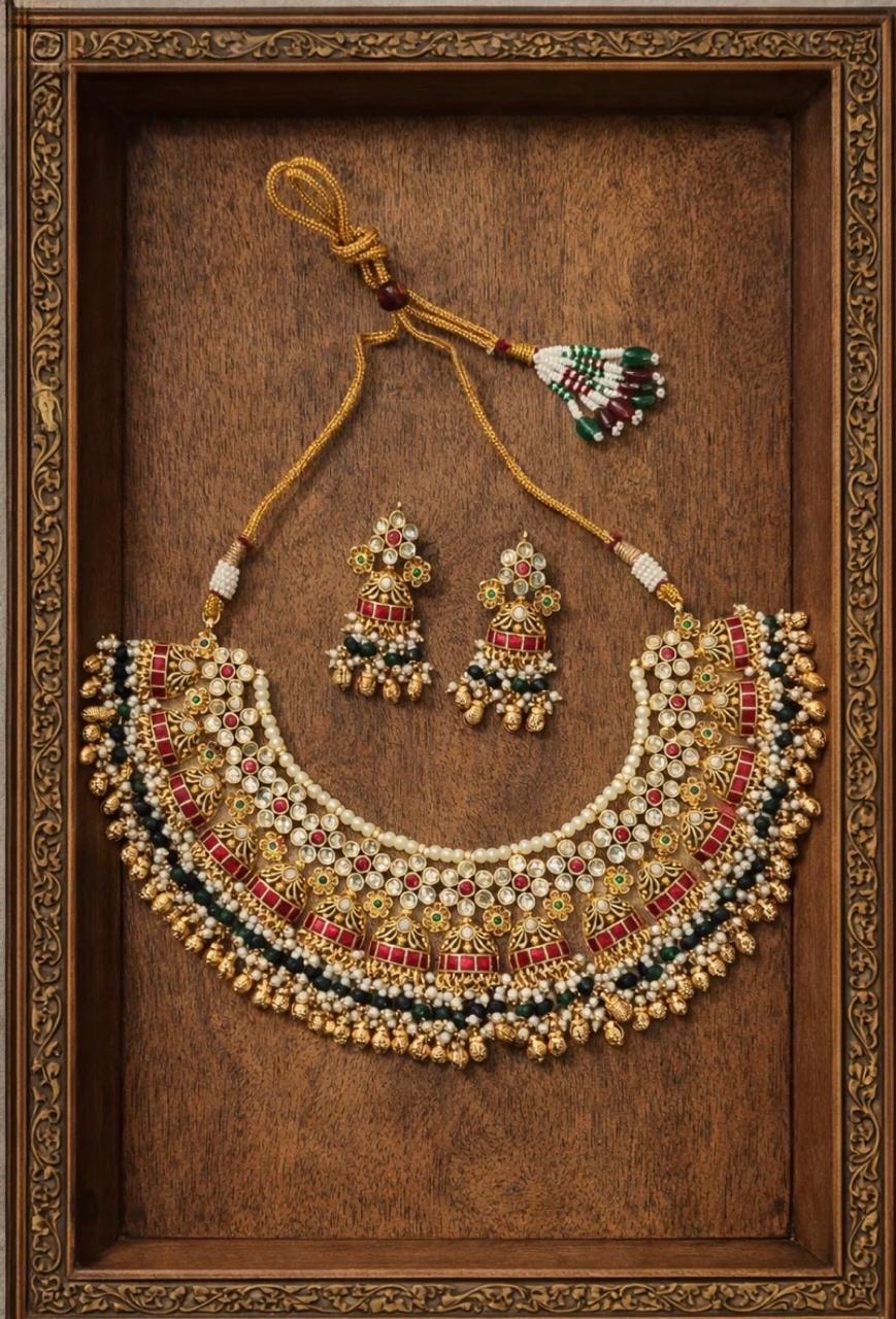 Royal Jadau Pachi Kundan Necklace Set