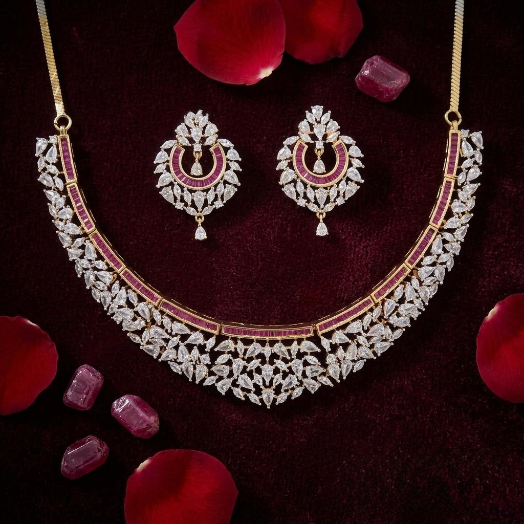 Royal Ruby Drop Diamond Set