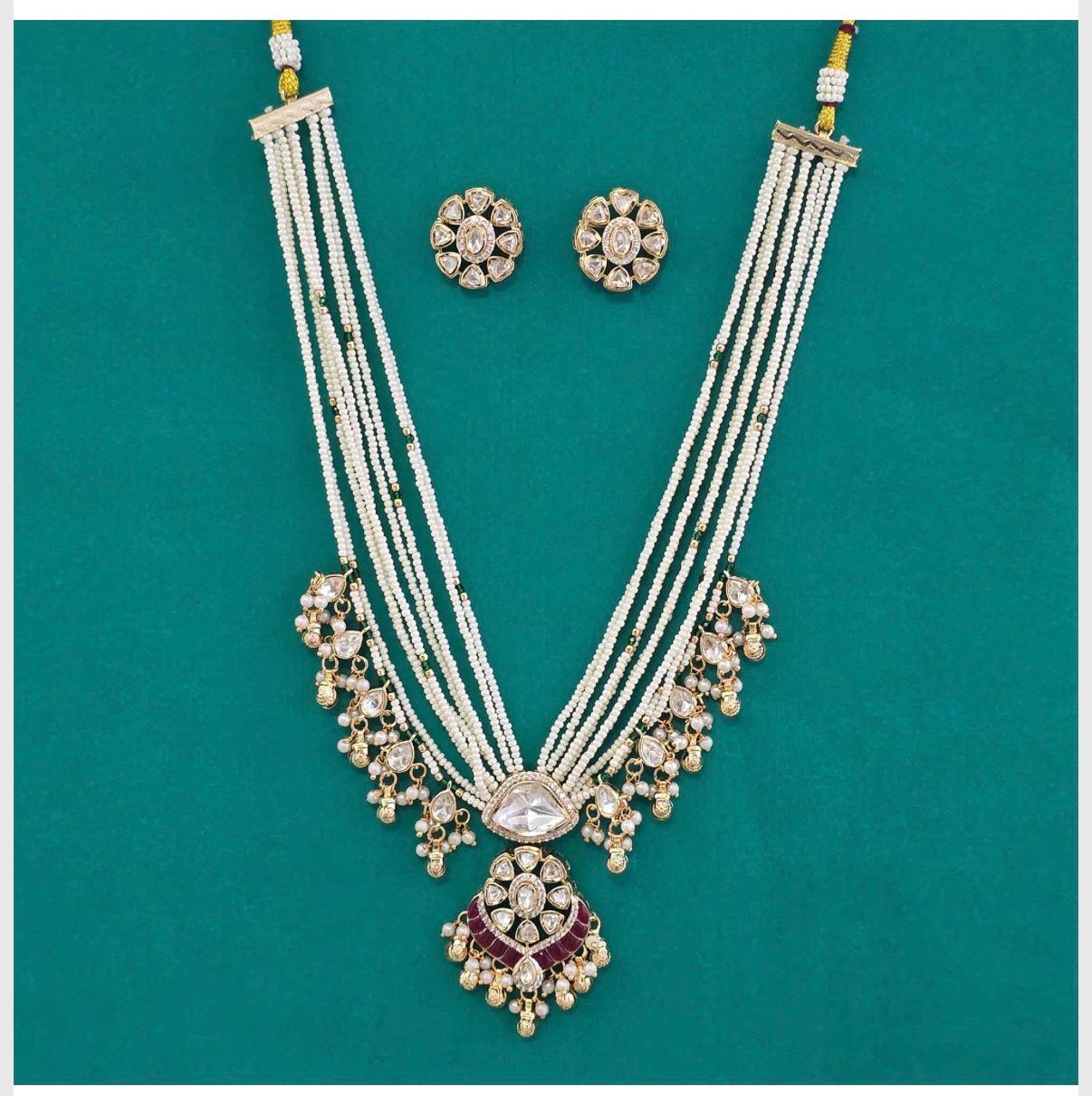 Traditional Kundan Necklace With Pearl Mala