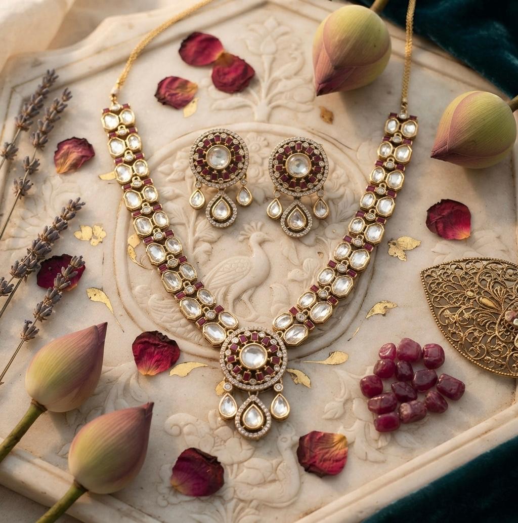 Traditional Kundan Polki Necklace Set