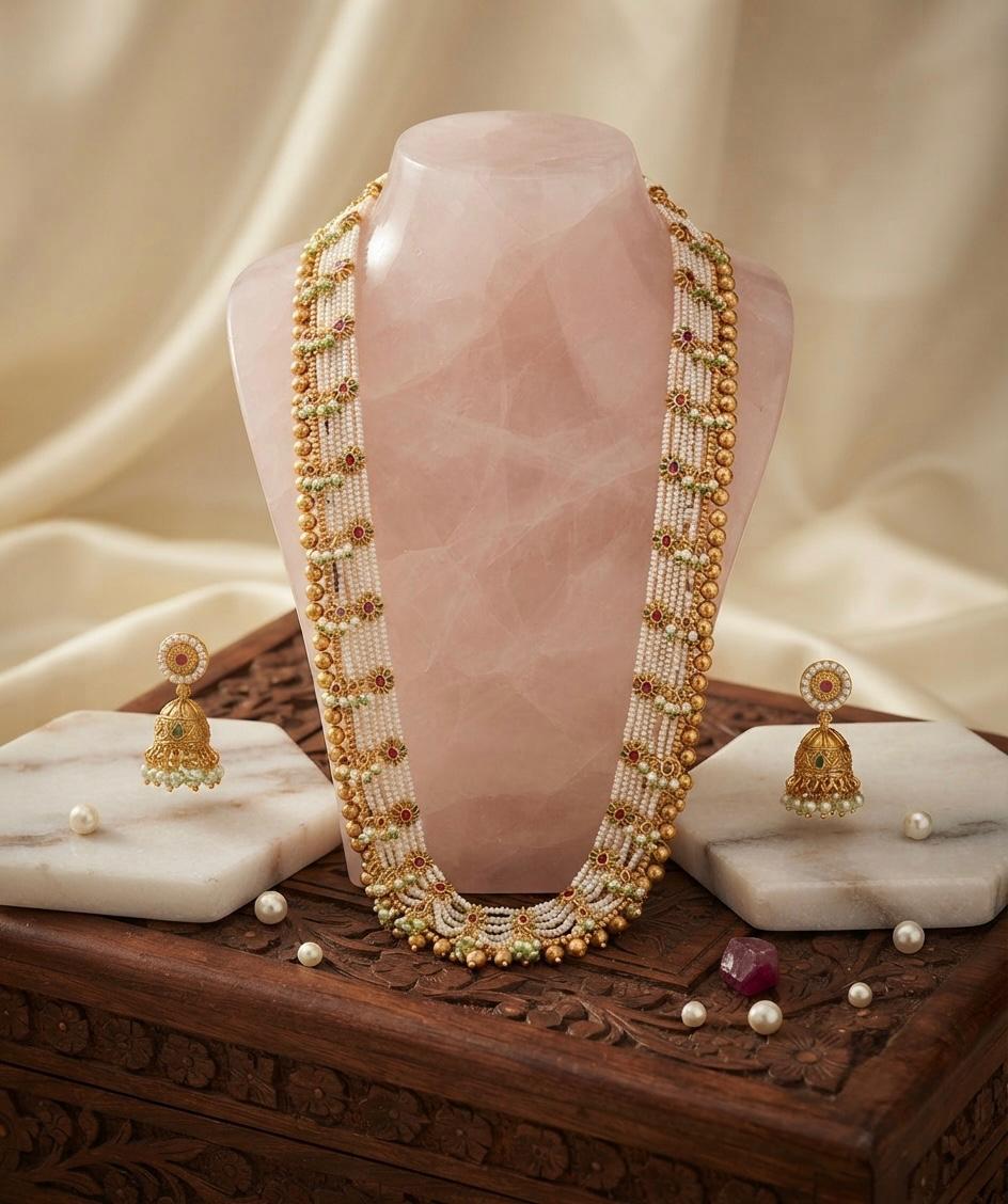 Traditional Pearl Mala Necklace