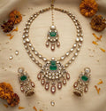 Two Layered Kundan Necklace Set With Tika